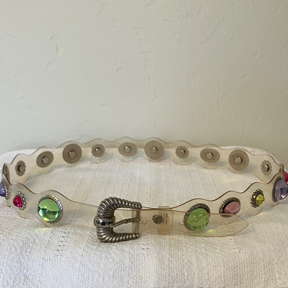 Clear Jeweled Belt with Silver Buckle